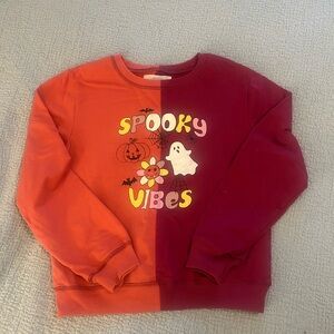 Spooky Vibes Kids Halloween Sweatshirt - Orange and Red